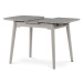 Jídelní stůl 90+25x70 cm, keramická deska šedý mramor, masiv, šedý vysoký lesk