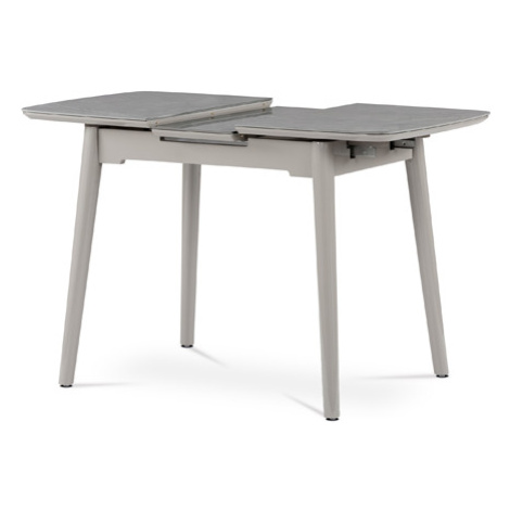 Jídelní stůl 90+25x70 cm, keramická deska šedý mramor, masiv, šedý vysoký lesk Autronic