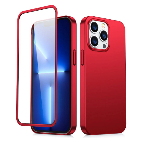 Joyroom 360 Full Case pouzdro pro iPhone 13 Pro Max zadní a přední kryt + tvrzené sklo červené (