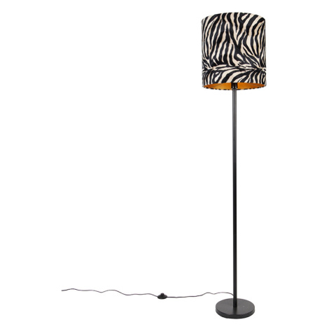 Moderní stojací lampa černé látkové stínítko zebra 40 cm - Simplo QAZQA