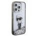 Karl Lagerfeld hard silikonový obal iPhone 15 PRO MAX 6.7" Transparentní Liquid Glitter Iconik