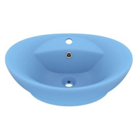 SHUMEE Luxusní oválné keramické umyvadlo s přepadem 58,5 × 39 cm světle modré