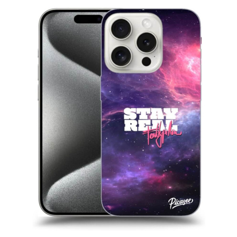 Silikonový černý obal pro Apple iPhone 16 Pro - Stay Real