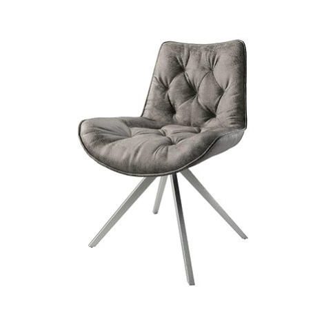 DELIFE Otočná židle Taimi-Flex šedý vintage křížová podnož hranatá otočná z nerezové oceli