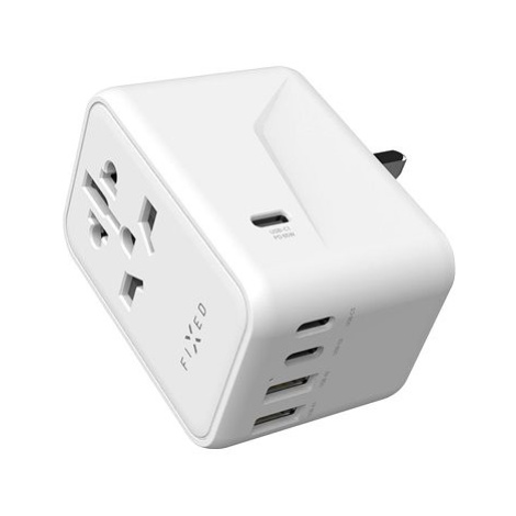 FIXED Voyager Travel GaN PD 65 W pro EU UK a USA/AUS s 3xUSB-C a 2xUSB výstupem bílý