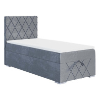 Čalouněná postel Madelyn 90x200, stříbrná, vč. matrace a topperu
