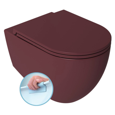 INFINITY závěsná WC mísa, Rimless, 36,5x53cm, maroon red 10NF02001-2R ISVEA
