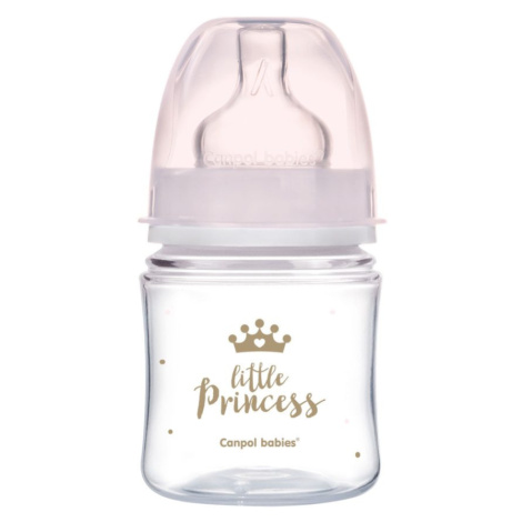 Canpol babies Lahev se širokým hrdlem ROYAL BABY 120ml růžová