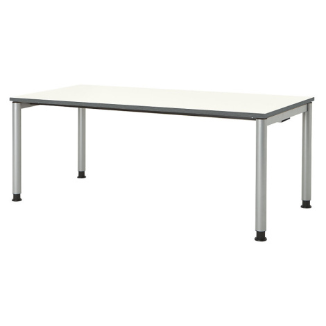 mauser Obdélníkový stůl s nohami z kruhové trubky, v x š 680 - 760 x 1800 mm, deska bílá, podsta