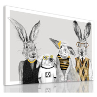 Obraz na plátně HIPSTER RABBIT FAMILY I různé rozměry Ludesign ludesign obrazy: 70x50 cm