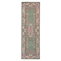 Zelený vlněný běhoun Flair Rugs Aubusson, 67 x 210 cm