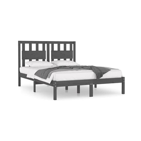 Rám postele šedý masivní borovice 180 × 200 cm Super King, 3103950 SHUMEE