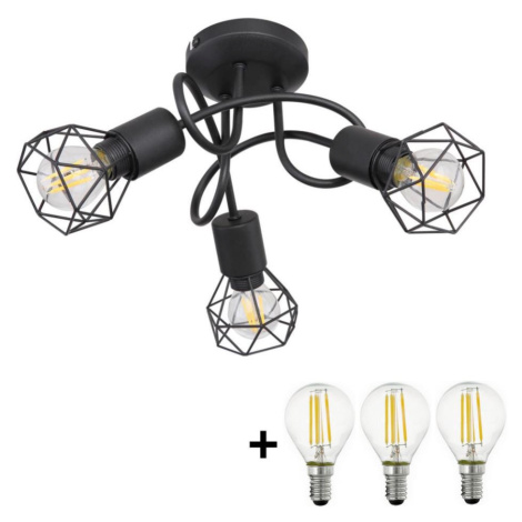 Globo - LED Přisazený lustr XARA 3xE14/6W/230V černá GL5603+3xVT1928