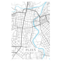 Mapa Plzen white, (26.7 x 40 cm)