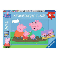 RAVENSBURGER 090822 Prasátko Peppa: Šťastná rodina 2x24 dílků