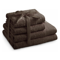 AmeliaHome Sada ručníků a osušek Amari hnědá, 2 ks 50 x 100 cm, 2 ks 70 x 140 cm