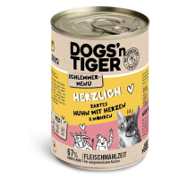 Dogs'n Tiger Herzlich menu pro gurmány, kuře a mrkev 6 × 400 g