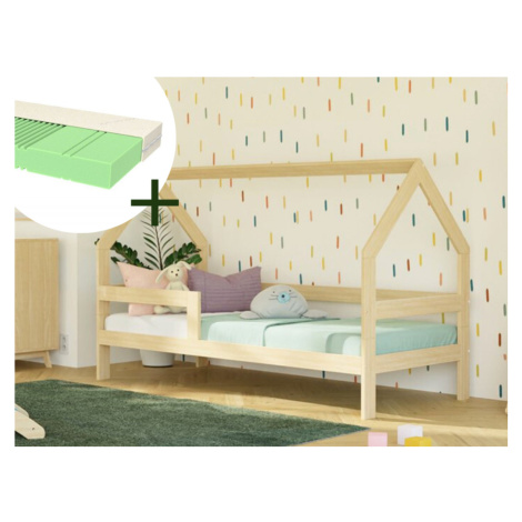 Benlemi Domečková postel SAFE 3v1 se zábranou 90x200 cm + matrace ADAPTIC Zvolte barvu: Petrolej