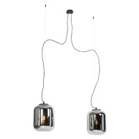 Designová závěsná lampa černá s kouřovým sklem 2-světlo - Bliss