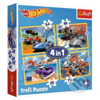 Autíčka Hot Wheels 4v1 ((35,48,54,70 dílků)) - puzzle z kategorie 15 - 60 dílků