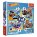 Autíčka Hot Wheels 4v1 ((35,48,54,70 dílků)) - puzzle z kategorie 15 - 60 dílků