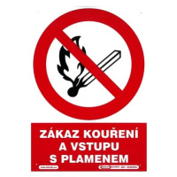 Tabule zákazová Zákaz kouření a vstupu s plamenem A4