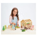 Dřevěný skleník Greenhouse and Garden Set Tender Leaf Toys s otevírací střechou a 9 druhů zeleni