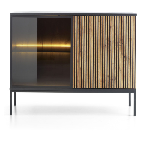 Piaski Komoda Sento s LED osvětlením 104 cm dub wotan/černá