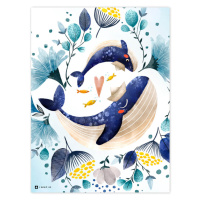 Obraz do dětského pokoje - Velrybky s květinami