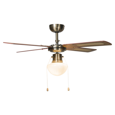 Průmyslový stropní ventilátor s lampou 100 cm dřevo - Wind QAZQA