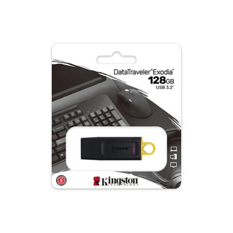 Kingston USB flash disk, USB 3.0, 128GB, DataTraveler Exodia, černý, DTX/128GB, USB A, s krytkou