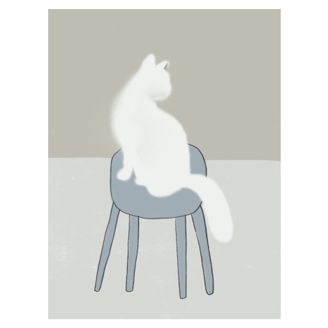 Ilustrace White feline, Little Dean, (30 x 40 cm)