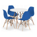 Jídelní stůl TODI bílý 80 cm se čtyřmi židlemi OSAKA modré