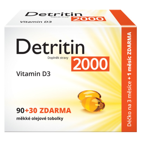 Detritin Vitamin D3 2000 IU 90+30 měkkých tobolek