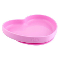 Dětský silikonový talíř srdce růžový s přísavkou