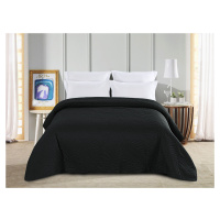 Černý přehoz na postel se vzorem LEAVES Rozměr: 220 x 240 cm