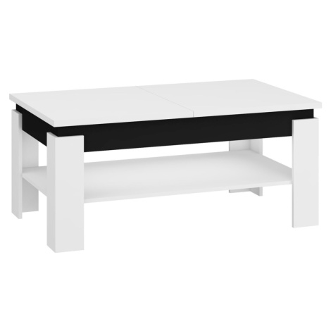 Rozkládací konferenční stolek ZOMIN, bílá/černý lesk, 5 let záruka MORAVIA FLAT