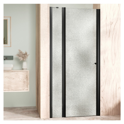 WellMall ALFA LINE Black 120 Grape Sprchové dveře jednokřídlé s pevnou stěnou v rovině (60+60)