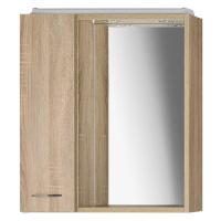 Aqualine ZOJA/KERAMIA FRESH galerka s LED osvětlením, 60x60x14cm, levá, dub platin