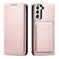 Magnet Card Case elegantní knížkové pouzdro s venkovní kapsou na Samsung Galaxy S22 PLUS 5G Pink