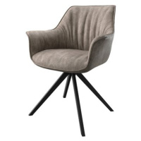 DELIFE Otočná židle Keila-Flex s područkou taupe vintage křížová podnož hranatá otočná černá