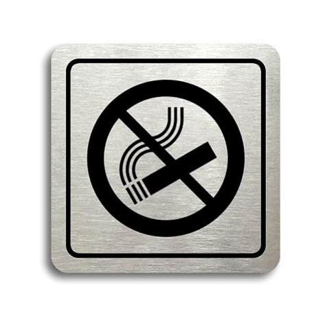 Accept Piktogram "zákaz kouření" (80 × 80 mm) (stříbrná tabulka - černý tisk)