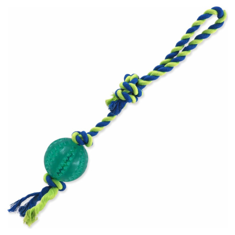 Hračka Dog Fantasy DENTAL MINT míč házecí s provazem smyčka zelená 7x50cm