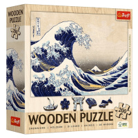 Trefl Dřevěné puzzle 200 - Velká vlna u pobřeží Kanagawy - Hokusai Katsushika