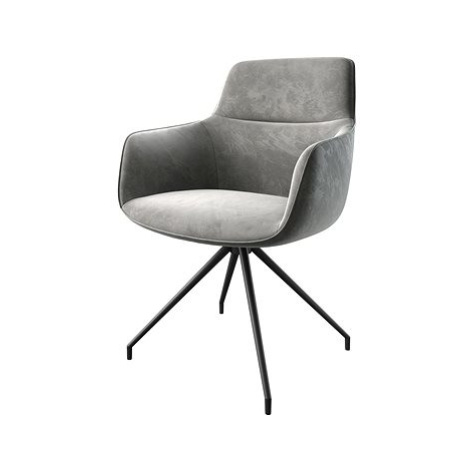DELIFE Otočná židle Pejo-Flex šedý samet křížová podnož zaoblená otočná černá