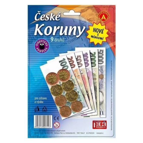 Dětské peníze - české koruny s mincemi Alexander