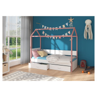 Dětská postel Otello Barva korpusu: Bílá, Rozměr: 208 x 97 cm, Rám: Růžová