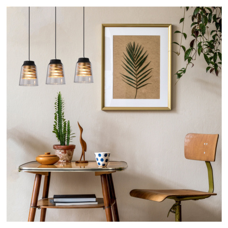 Černo-zlatá závěsná lampa, skleněné stínidlo, 3x60W, E27, Fresno CANDELLUX