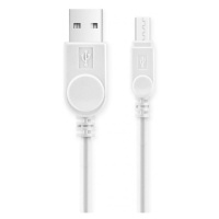 Datový kabel USB ALIGATOR s prodlouženým microUSB konektorem, originální, bílá