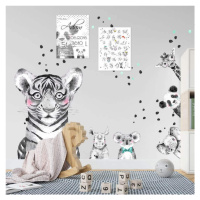 Samolepky do dětského pokoje - Velký tygr v černobílé barvě